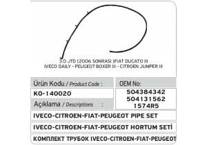 504384342 504131562 1574.R5 1574.HP Iveco Daily IV Yakıt Hortum Seti 